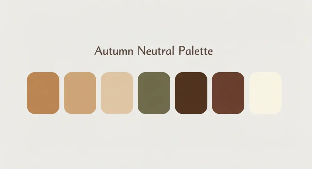 Best neutral colors for Autumn seasons including camel, olive, ivory, chocolate brown