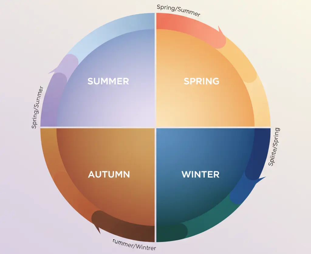 Flow theory diagram showing how the 12 color seasons blend into each other