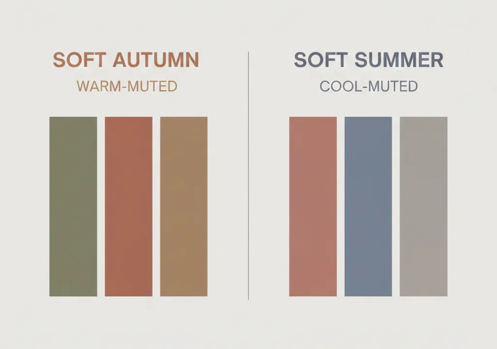 Soft Autumn vs Soft Summer, warm muted vs cool muted