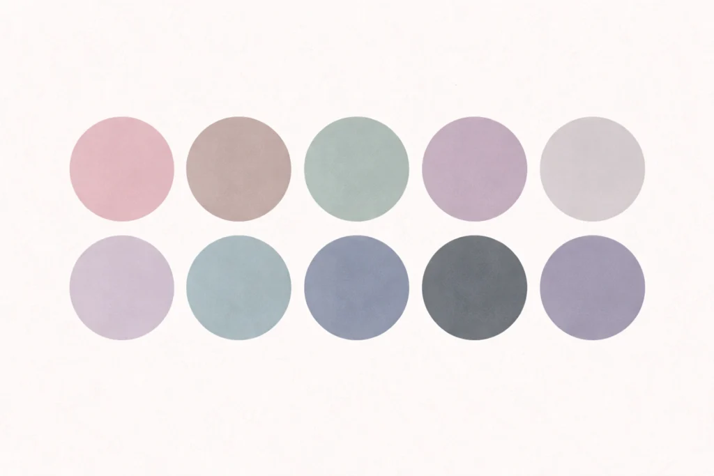 Soft Summer muted cool palette dusty pink taupe teal