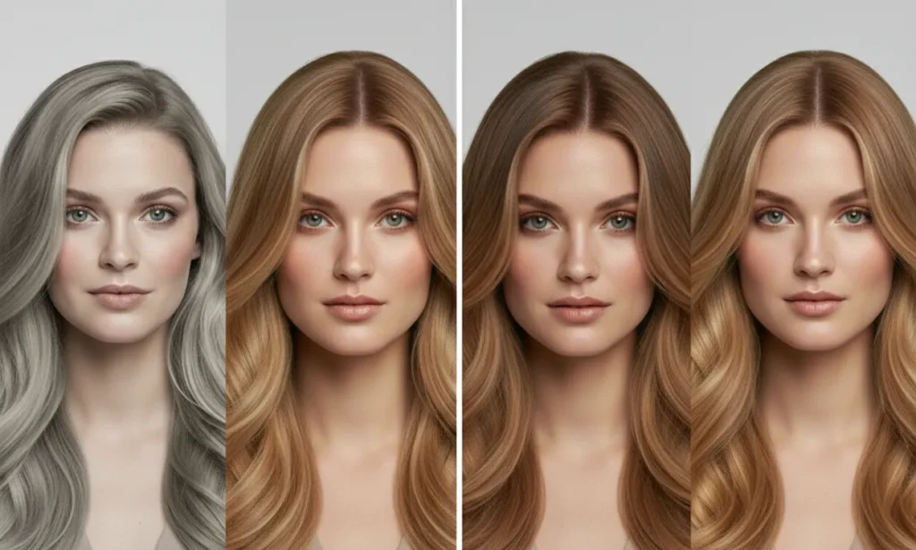 ash hair vs warm hair on warm skin