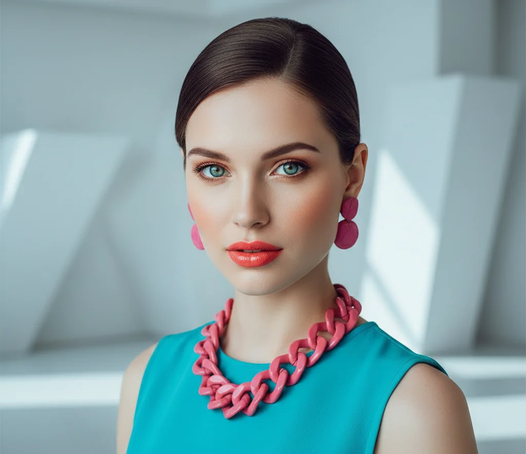 Bright Spring example with coral turquoise and vivid warm tones