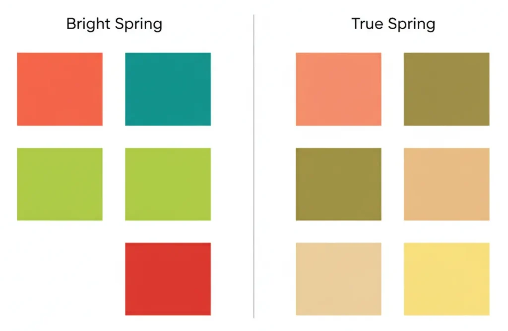 Bright Spring vs True Spring color comparison chart