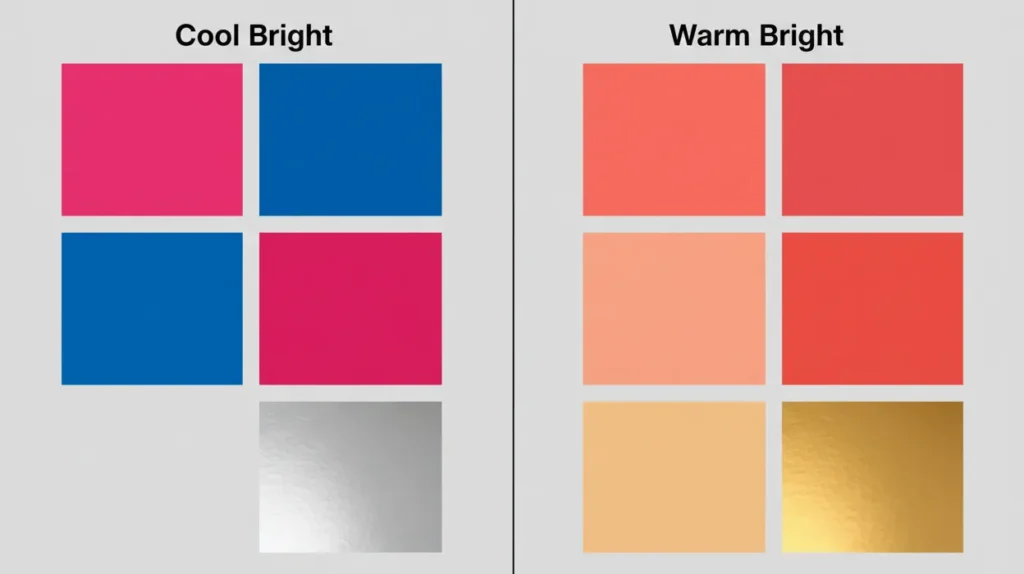 Bright winter vs bright spring color comparison chart