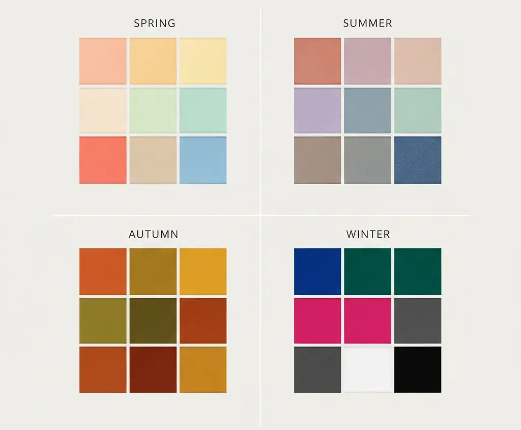 color season palette chart for skin tone