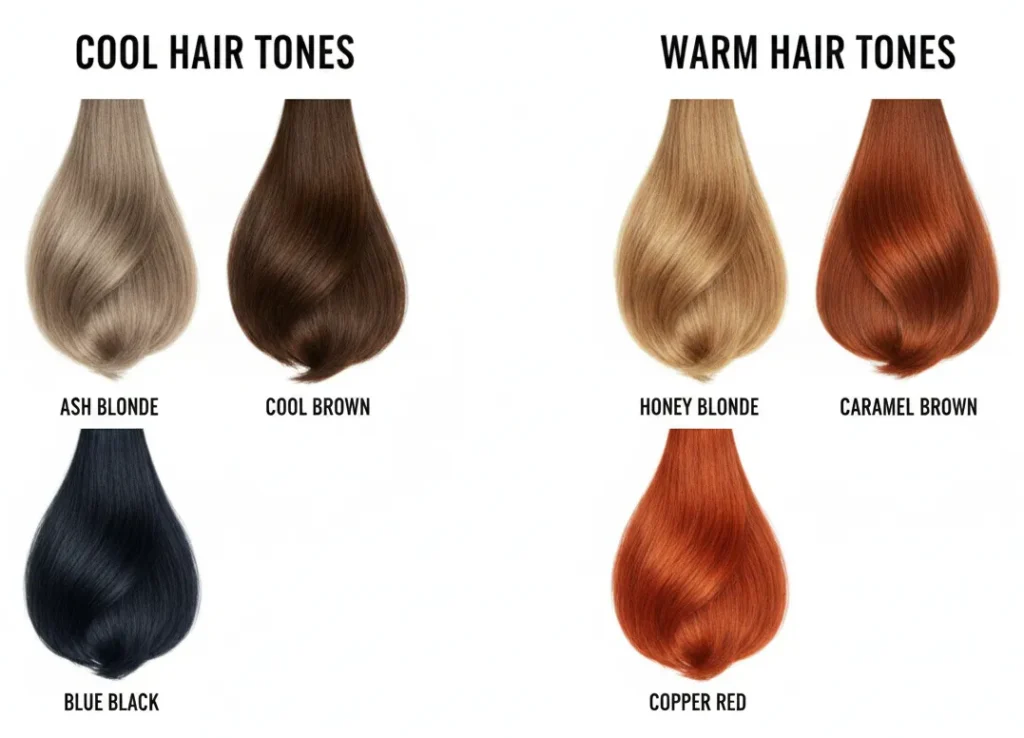 cool vs warm hair color chart for cool skin tone
