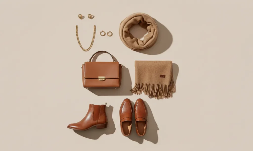 deep autumn accessories in warm tones