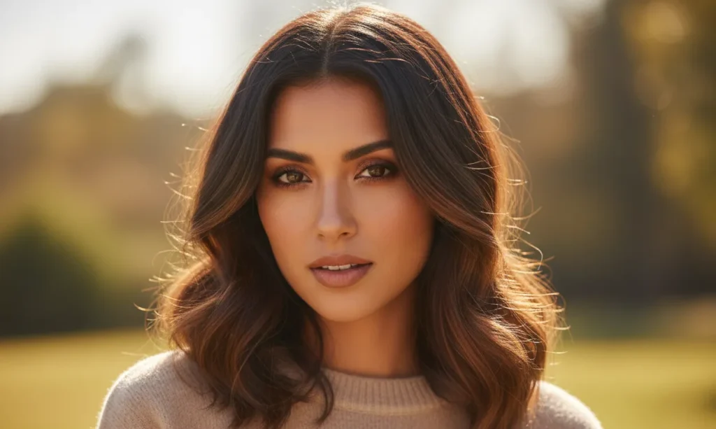 deep autumn balayage warm chestnut highlights