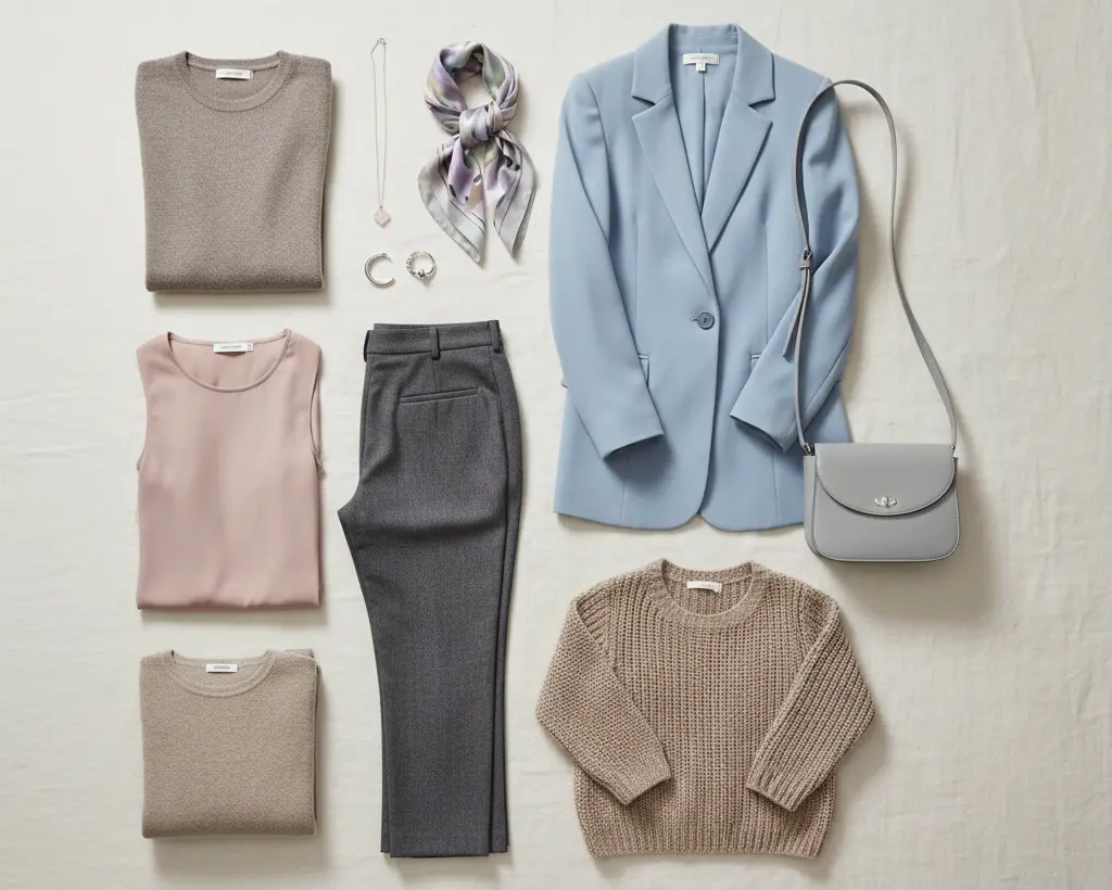 Simple everyday wardrobe color palette based on undertone and chroma