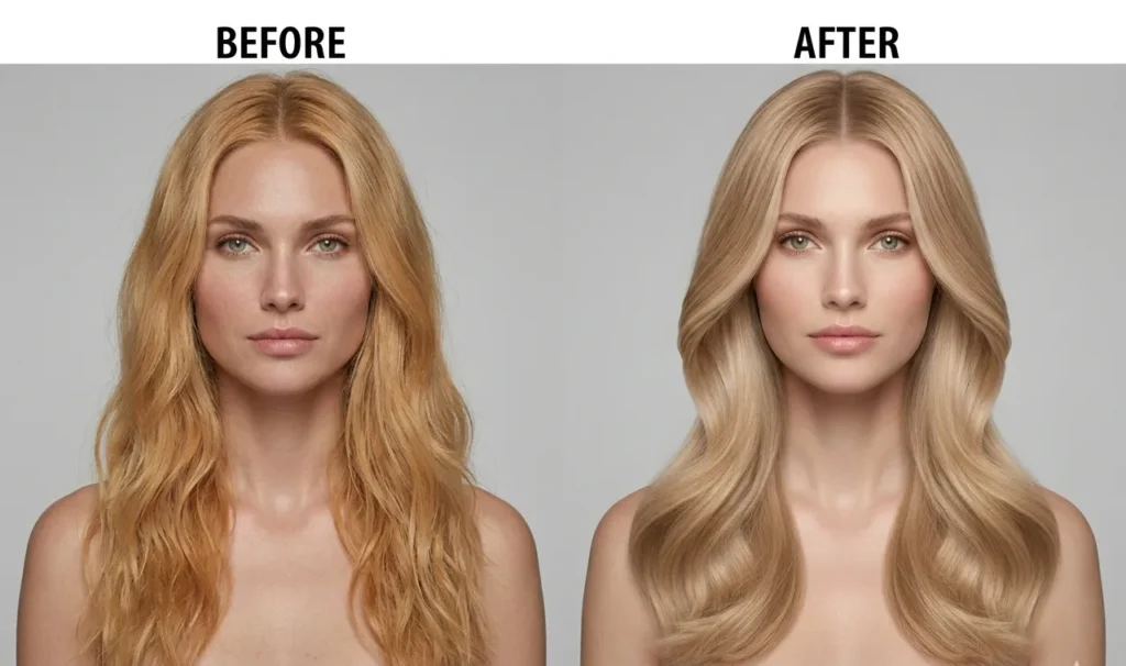 before and after honey blonde hair color transformation