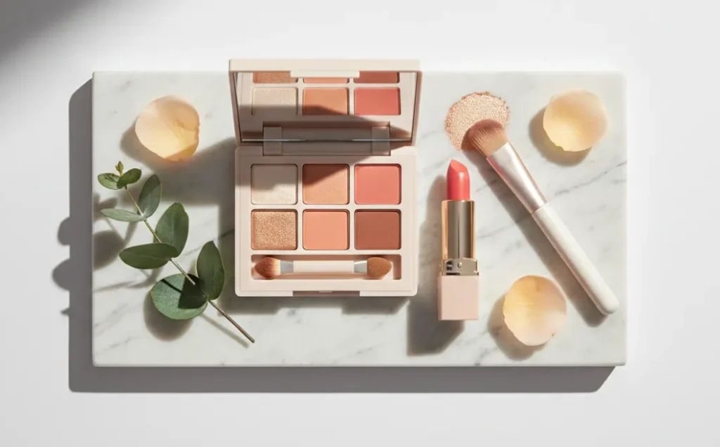 light spring makeup colors peach coral warm tones