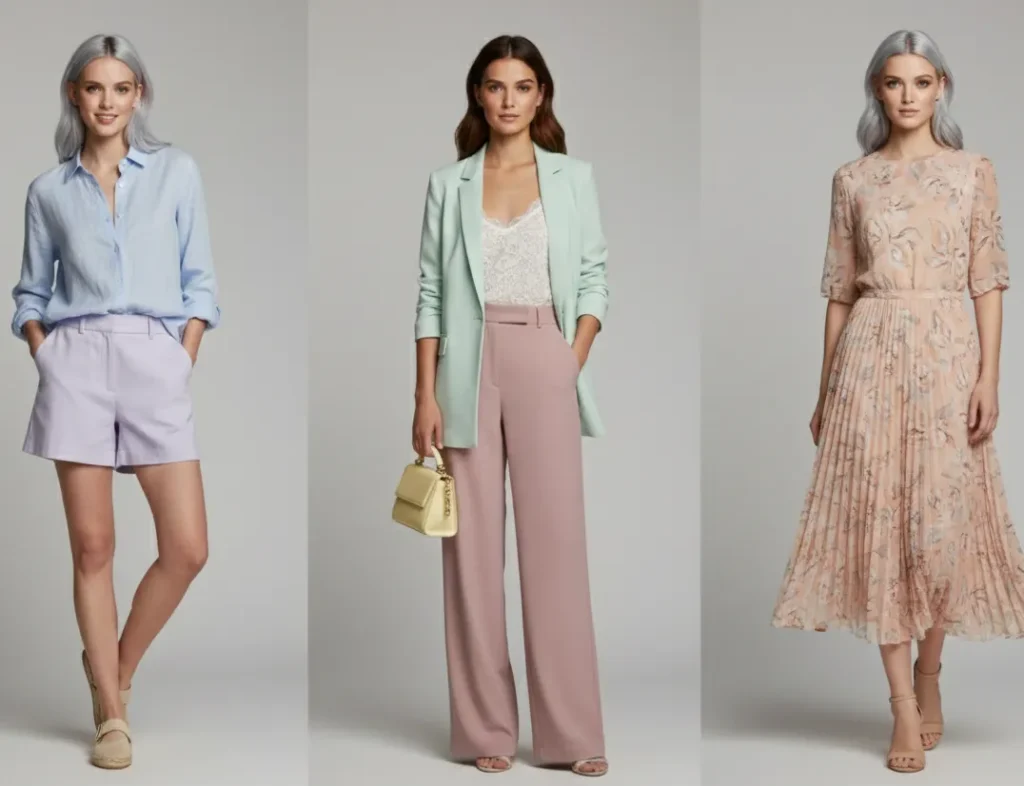 light summer outfit ideas in soft pastel colors