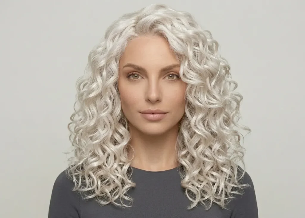 platinum blonde curly hair texture example