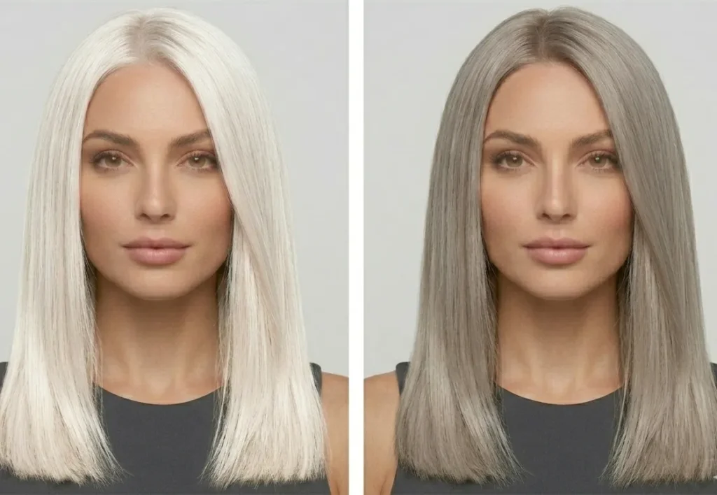 platinum blonde vs ash blonde hair comparison