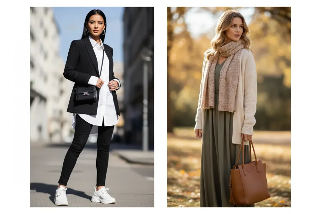 soft autumn outfit mistakes vs correct colors
