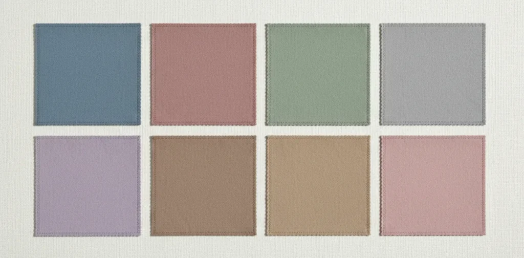 Soft summer color palette swatches for clothing