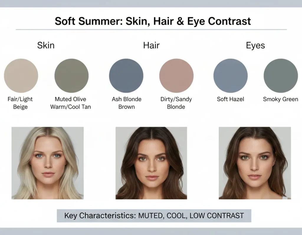 soft summer traits chart skin hair eyes