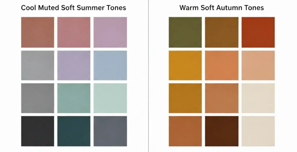 Soft Summer vs Soft Autumn color comparison