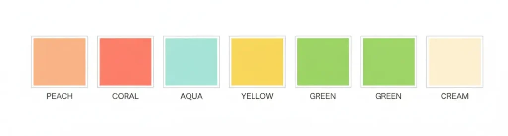 spring color palette chart with labeled colors