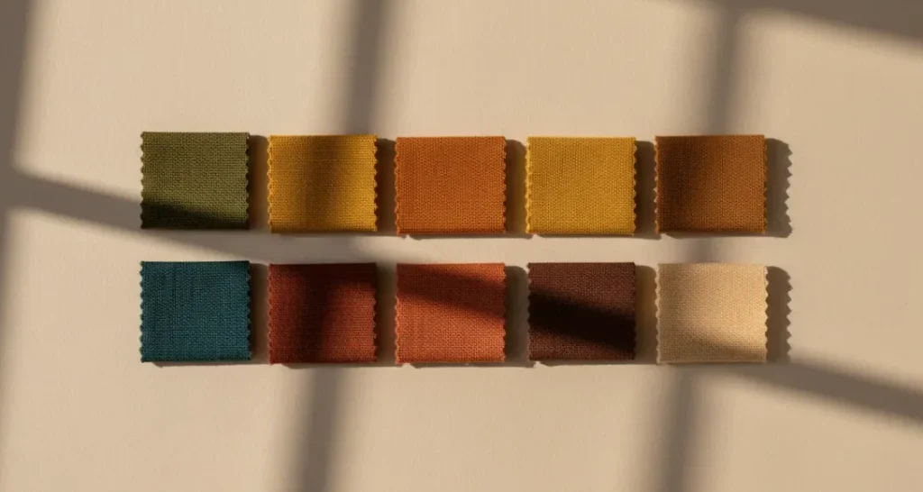 true autumn color palette chart with warm earthy shades