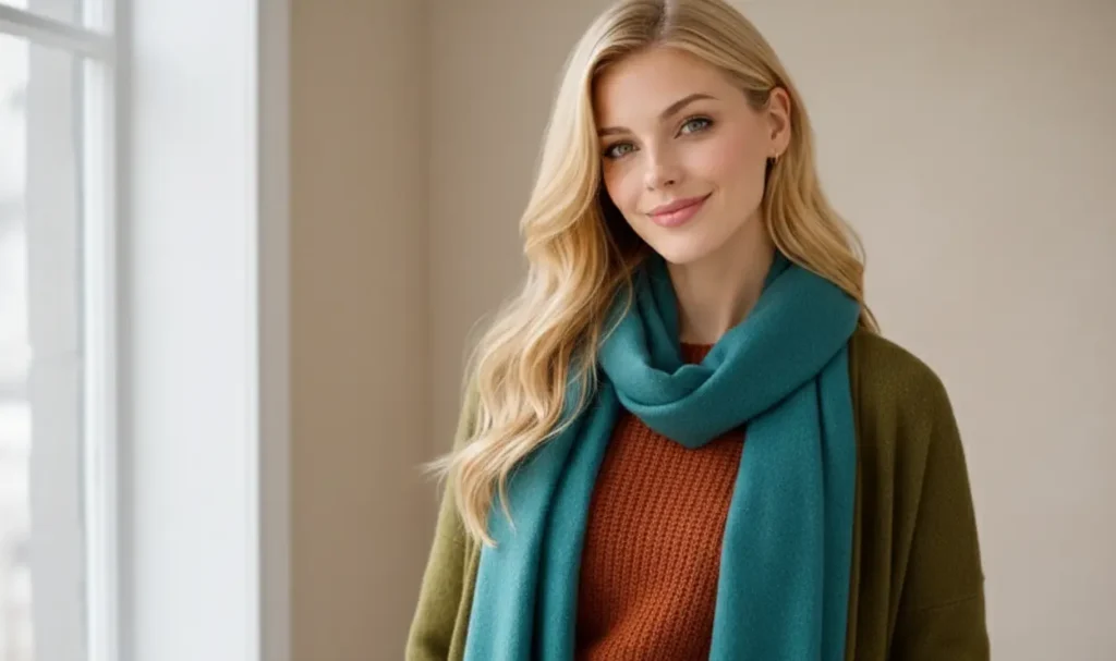 true autumn color palette outfit in warm tones