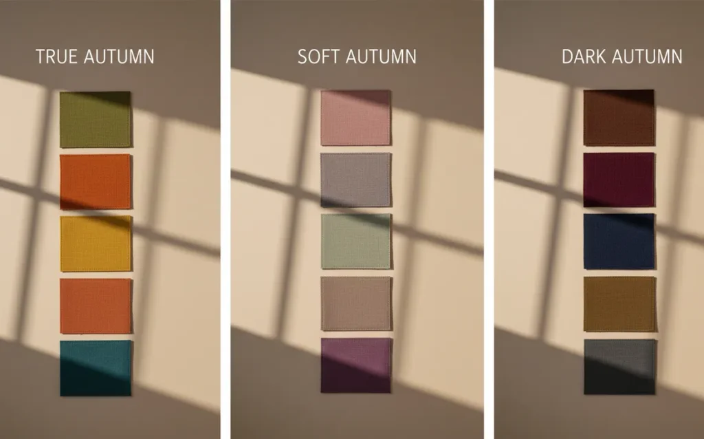 true autumn vs soft autumn vs dark autumn color palettes