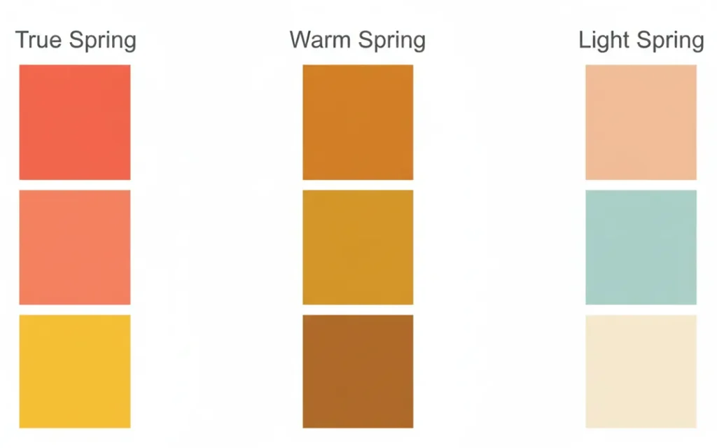true spring vs warm spring vs light spring color comparison