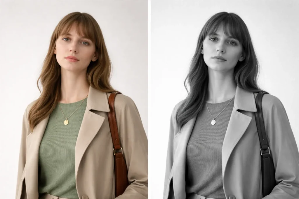 value in color black and white comparison