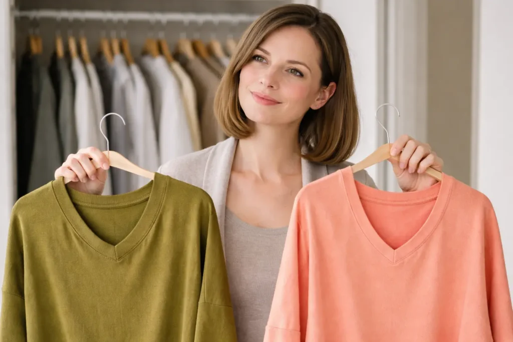 testing clothing colors from closet