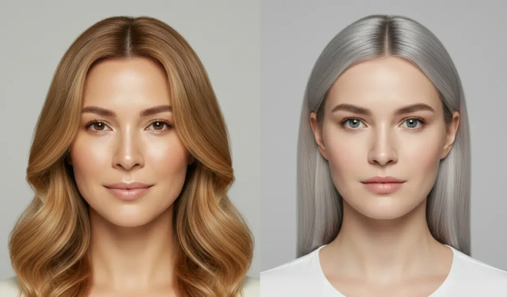 Golden blonde vs ash blonde hair comparison