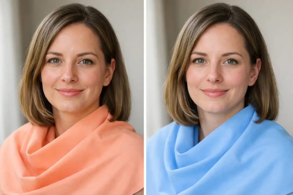 warm vs cool color test on face