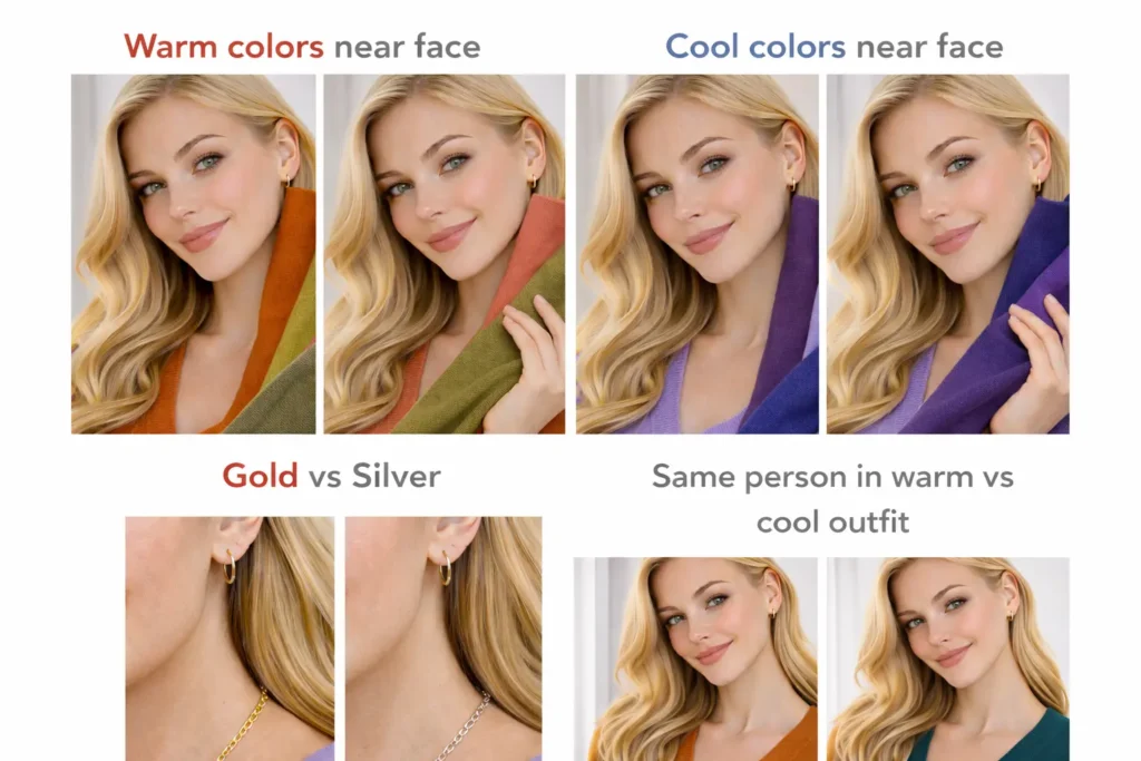 how to tell warm or cool undertones comparison image