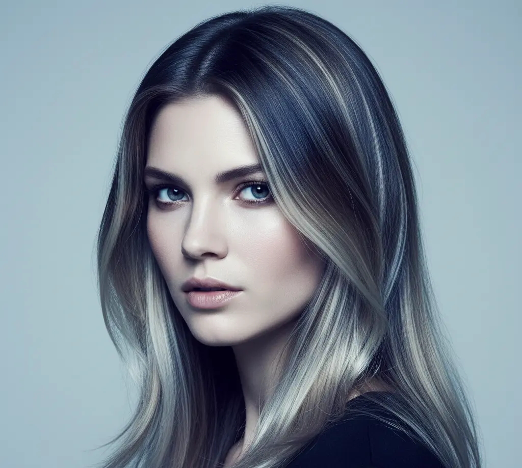 Winter hair colors espresso brown blue-black and icy platinum blonde shades