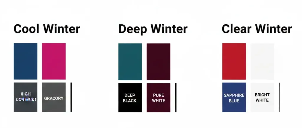 cool winter deep winter clear winter palette comparison