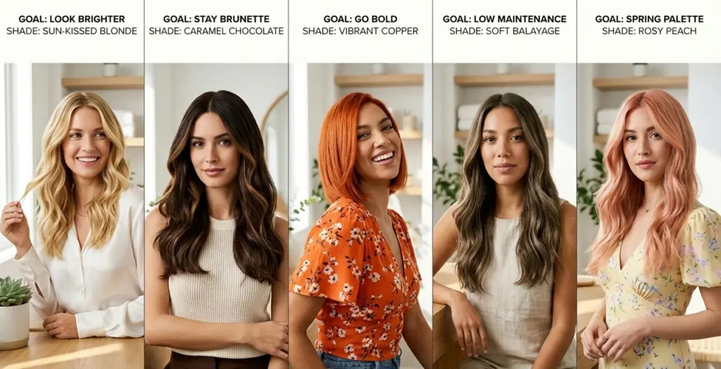 best spring hair colors by goal including brighter low maintenance and brunette options