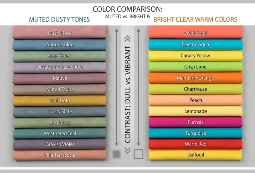 muted vs bright colors effect on bright spring skin tone