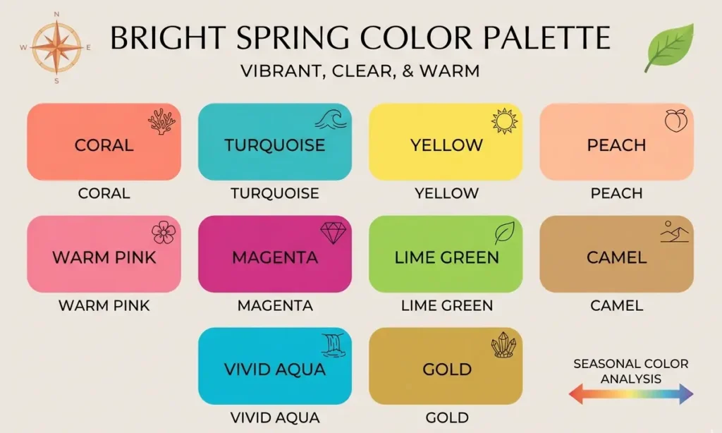 bright spring color palette with warm bright clear colors