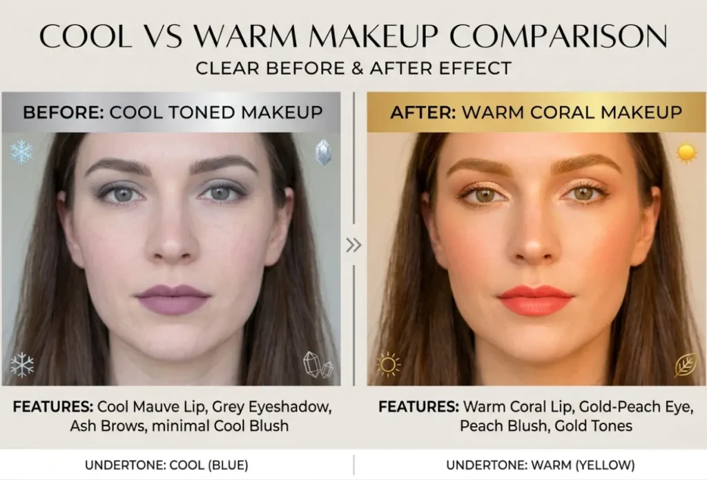 bright spring makeup comparison cool vs warm tones
