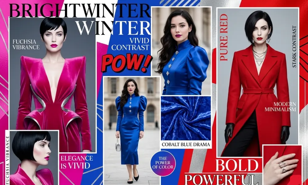 bright winter celebrities wearing vivid cool colors and high contrast fashion