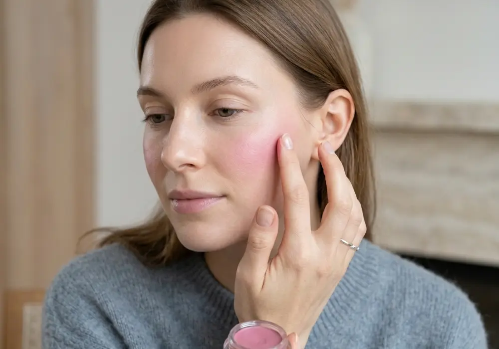 cream blush winter makeup glow