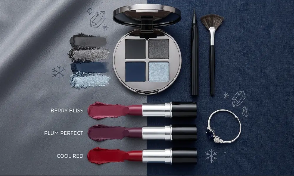 deep winter makeup colors including berry and plum shades