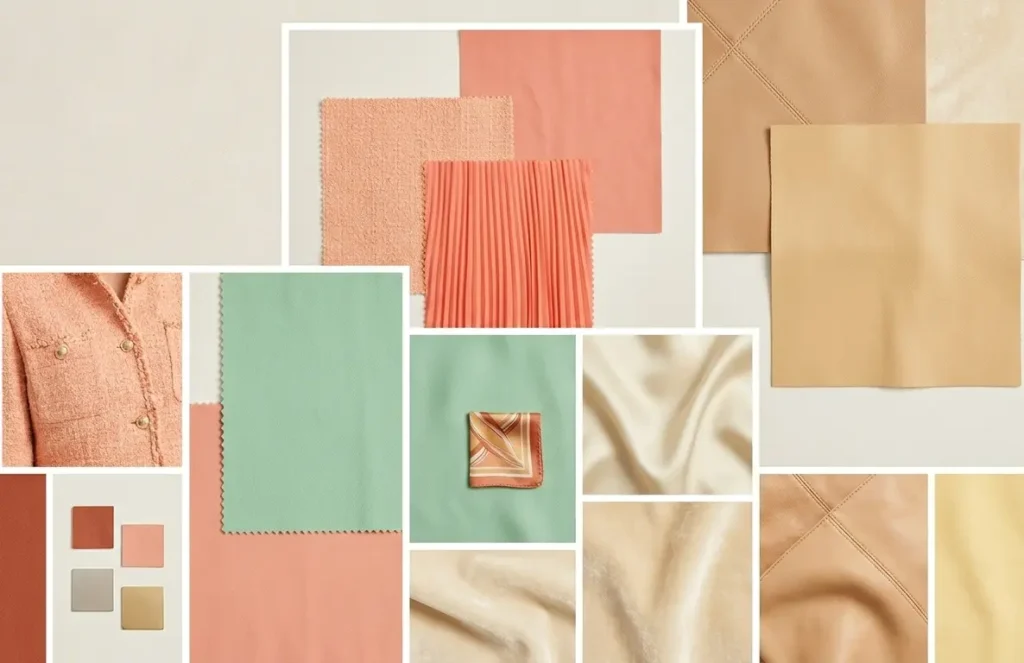 Light Spring color palette with warm pastel shades and golden neutrals