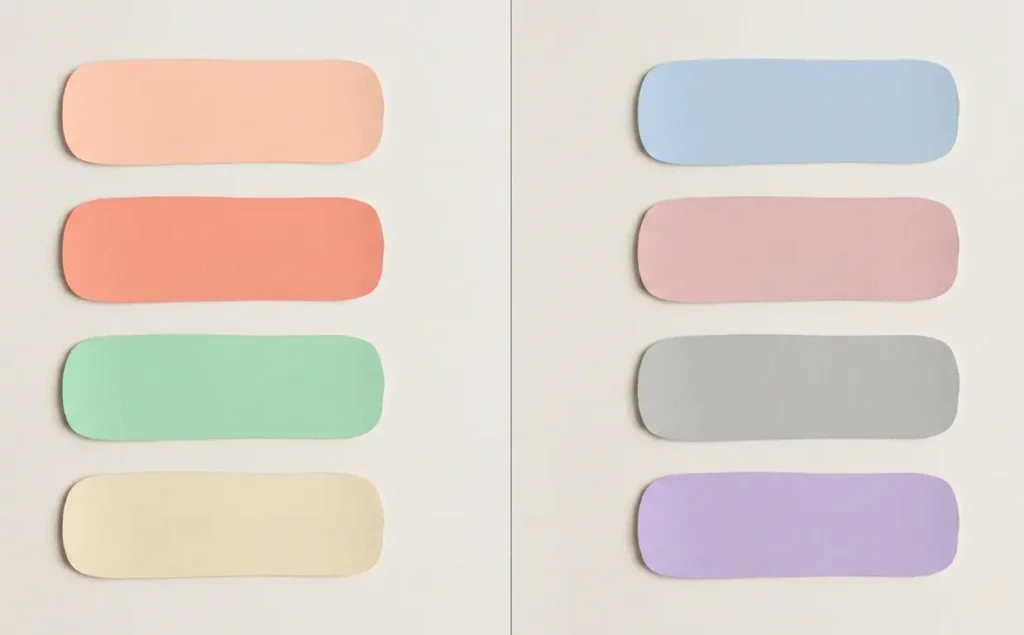 Light Spring vs Light Summer color comparison with warm and cool pastel palettes
