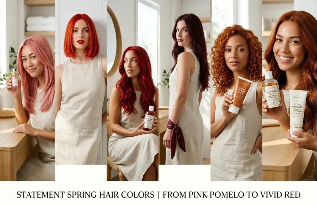 red and statement spring hair colors ideas including vivid red and burgundy tones
