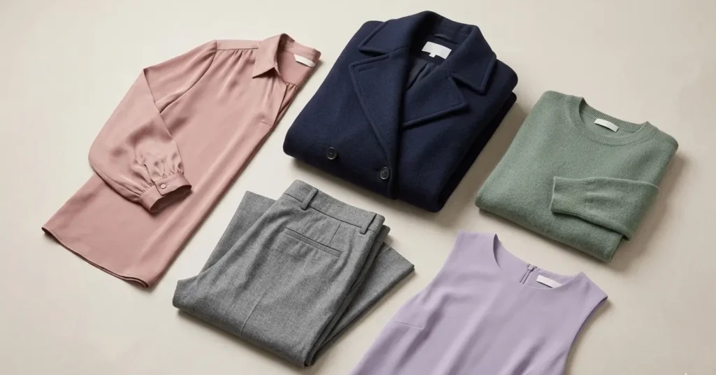 Soft Summer capsule wardrobe with cool muted clothing colors