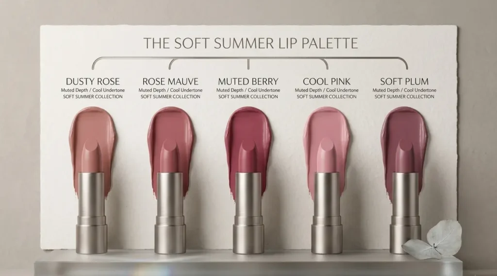 soft summer lipstick shades dusty rose berry and mauve