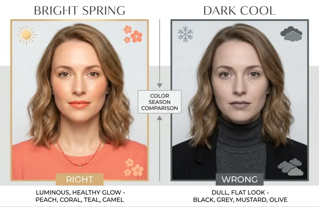 spring colors vs wrong colors effect on skin