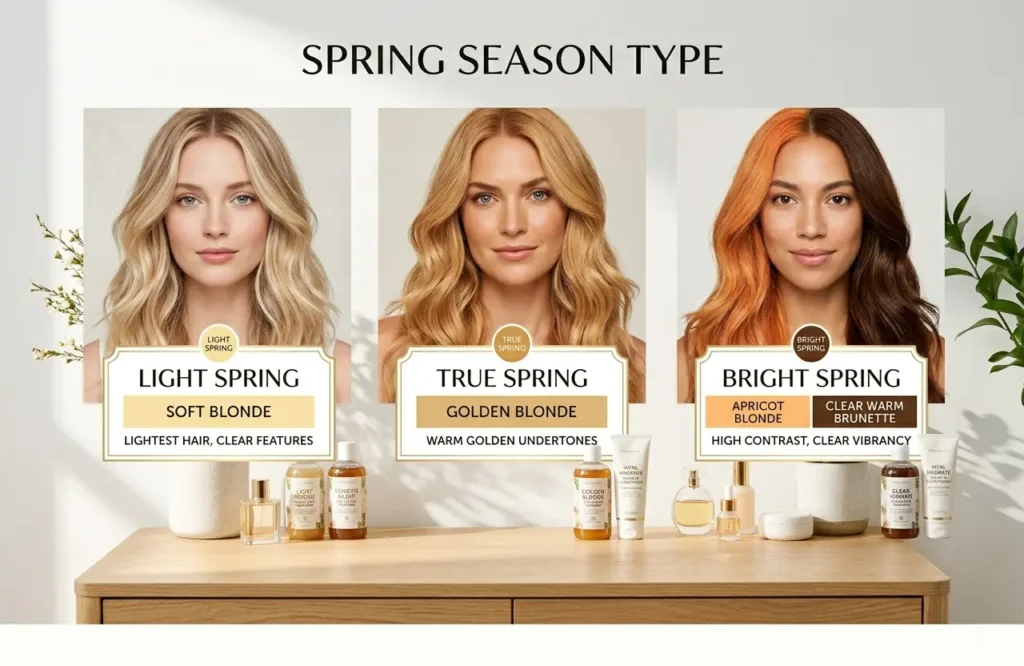 spring hair colors by Light Spring True Spring and Bright Spring season types