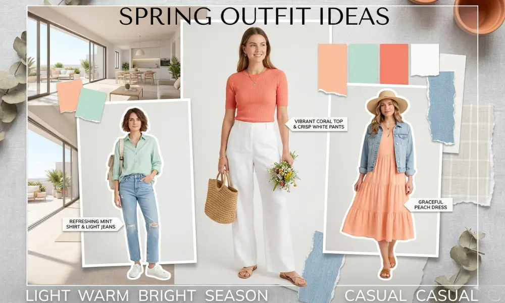 spring color palette outfit ideas warm light clothing