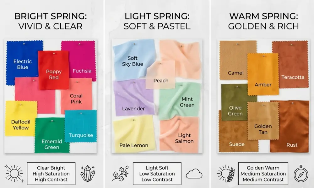 bright vs light vs warm spring color palette comparison